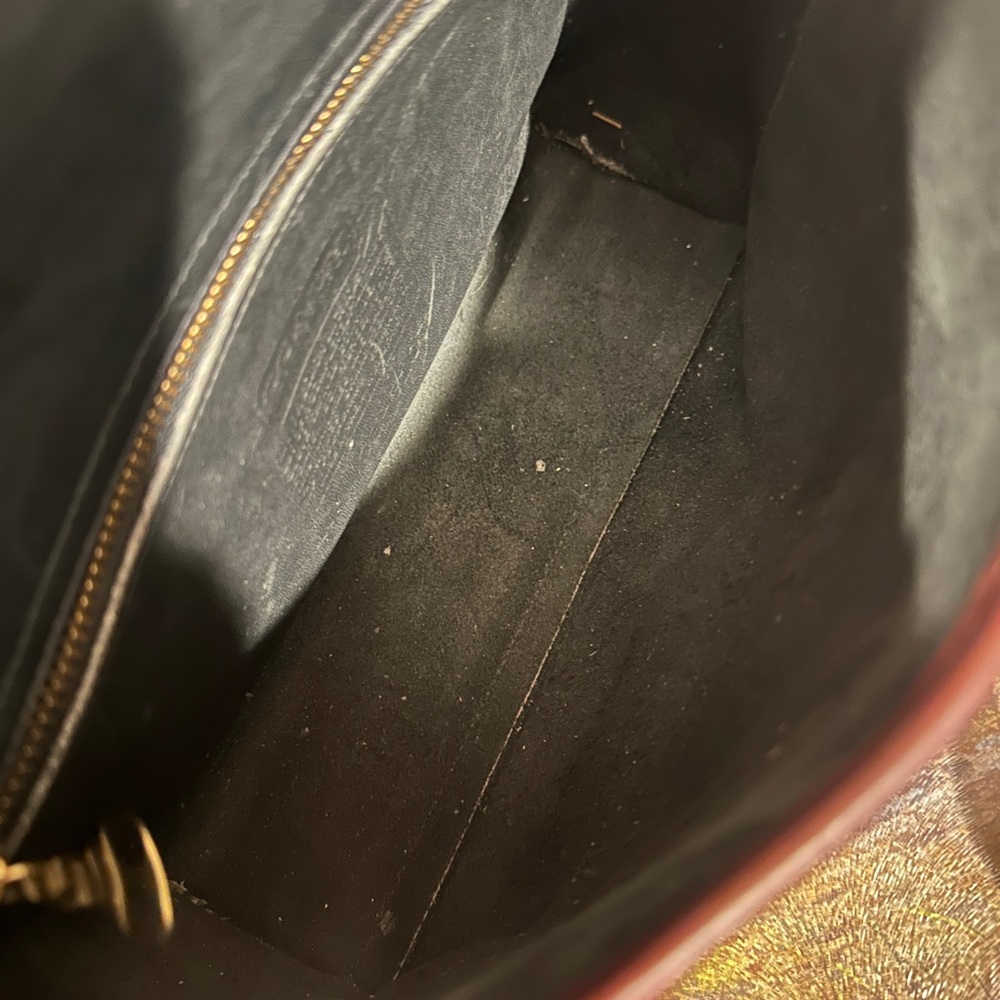 COACH Vintage 80s Turnlock Brown And Black Leather Spectator Bag with Brass - Picture 11 of 12